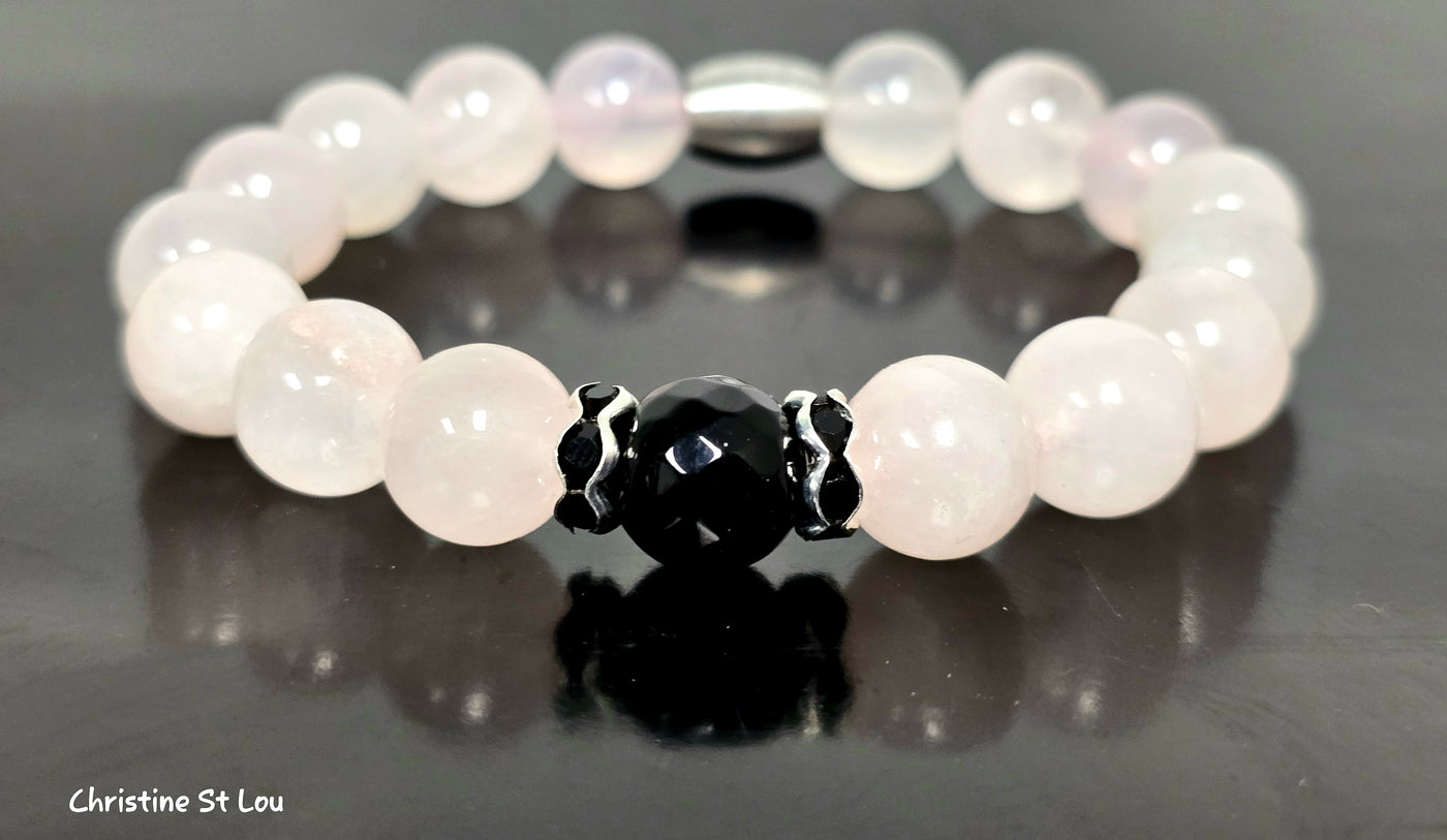 Ladie's ROSE QUARTZ/ONYX