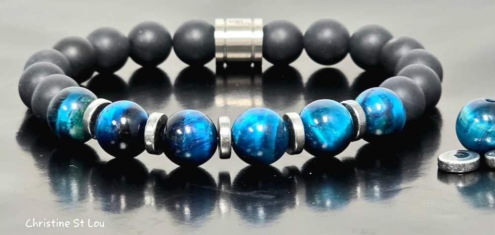 GENTLEMEN'S BLUE TIGER'S EYE/RAW ONYX