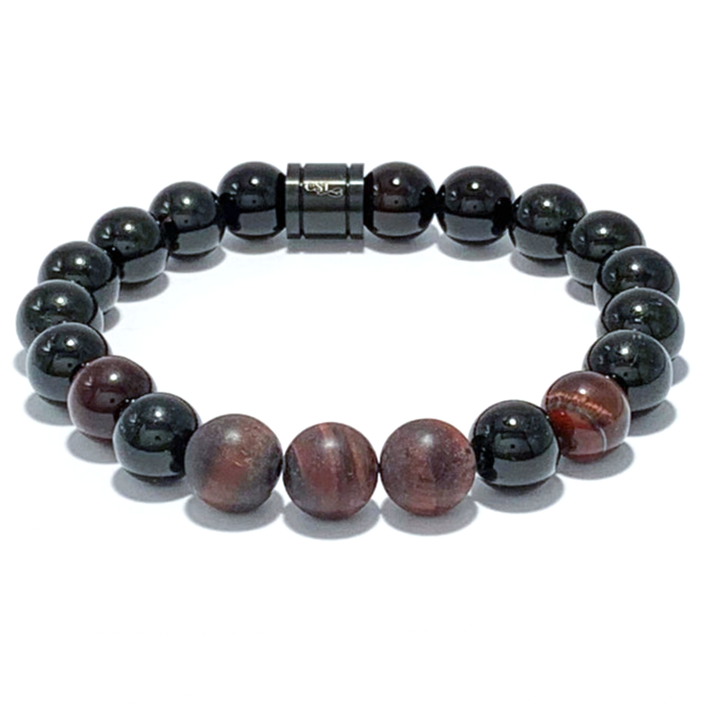 Gentleman's Raw Red Tiger's Eye & Black Tourmaline 10mm