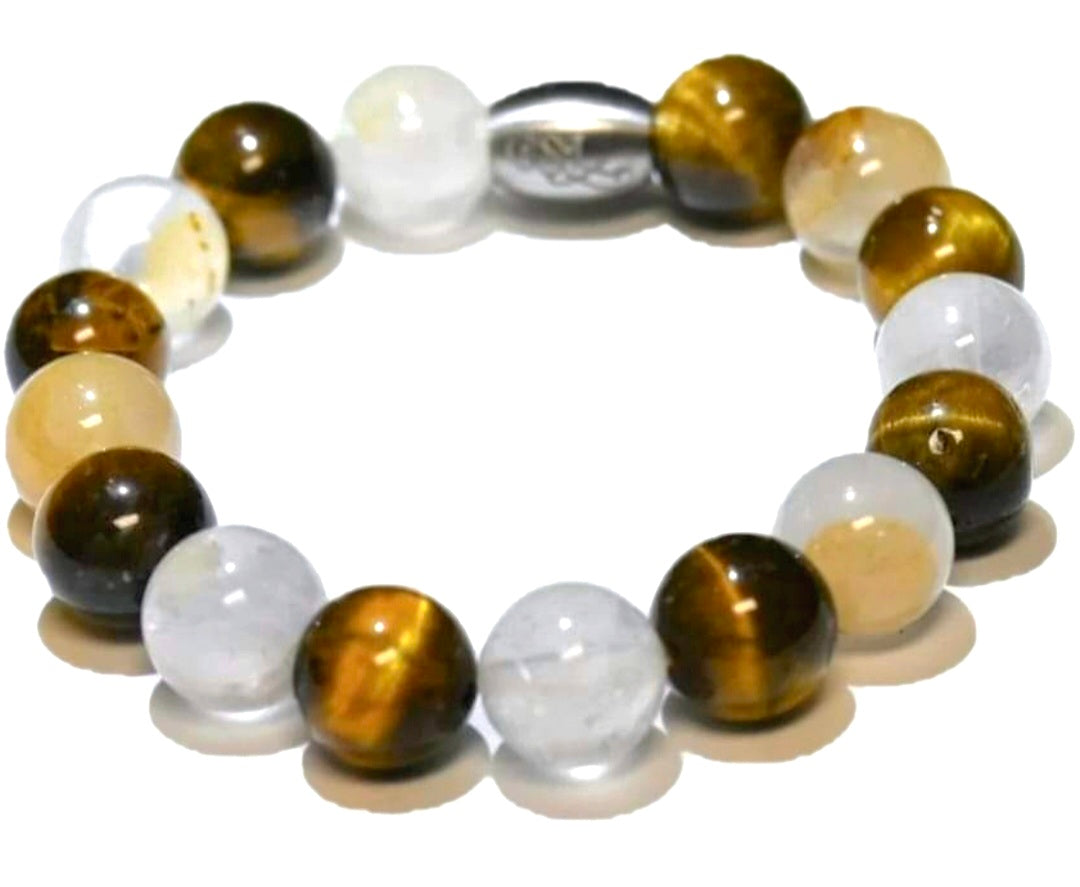 Ladies Tigers Eye and Golden Healers Quartz 10mm