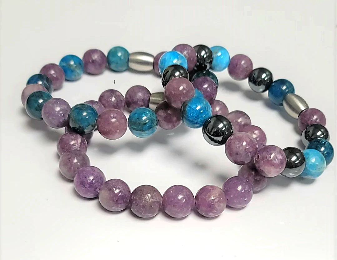 Triple Set: Lepidolite, Apatite and Hematite 10mm