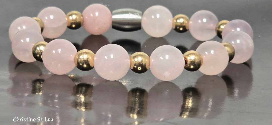 Rose Gold Hematite and Rose Quartz 10mm